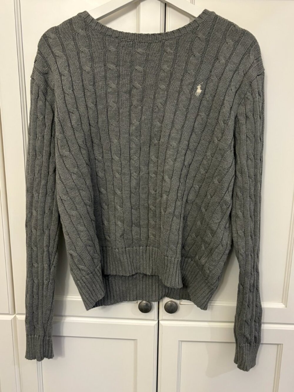 Polo Ralph Lauren Grey Cable Knit Cotton Sweater XL